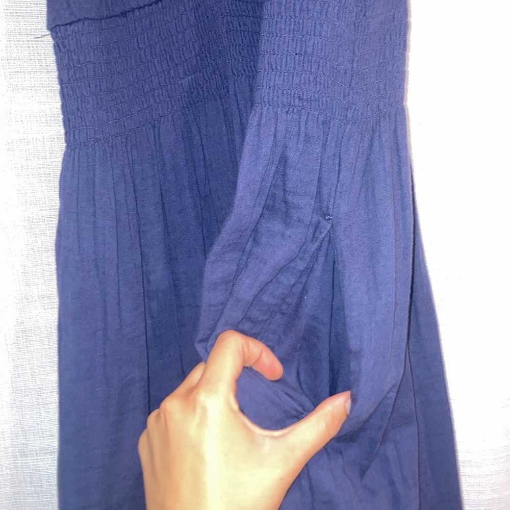 Cotton Tiered Navy Dress - Picture 6 of 9